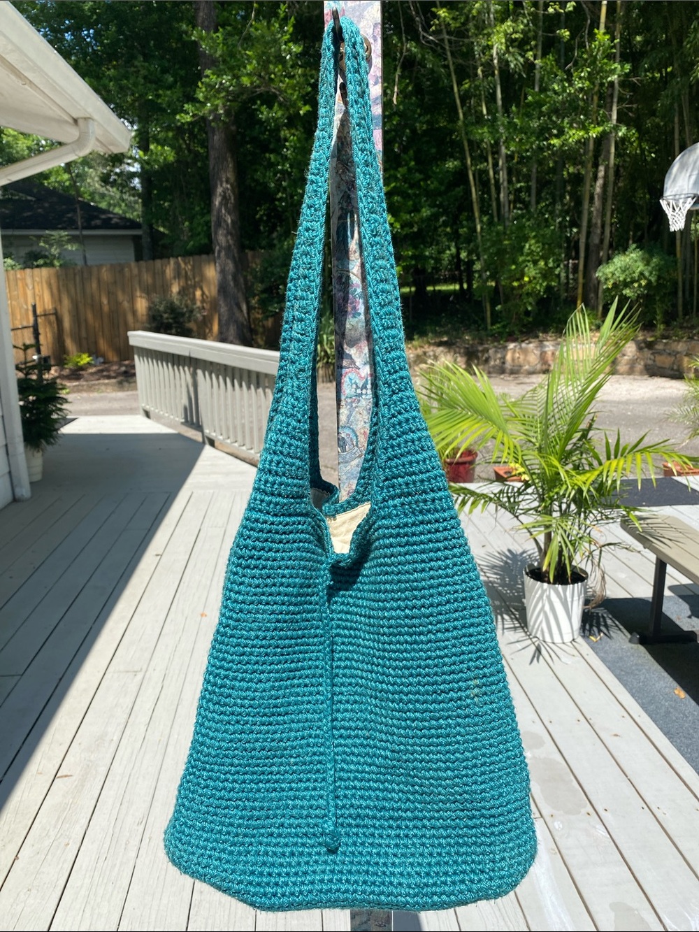 Teal Crochet -Look Shoulder Bag
